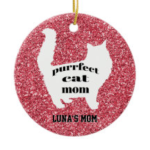 Girly Sparkle Pink Modern Cat Mom