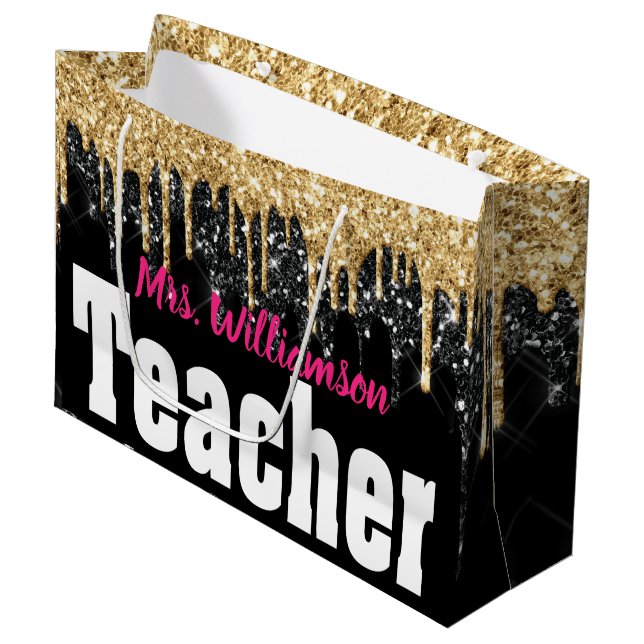 Girly Sparkle School Teacher  Large Gift Bag (Front Angled)