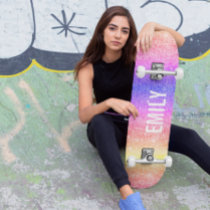 Girly Sparkles Rainbow Skateboard