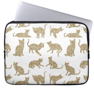 Girly Sparkly Cats White Laptop Computer Sleeve