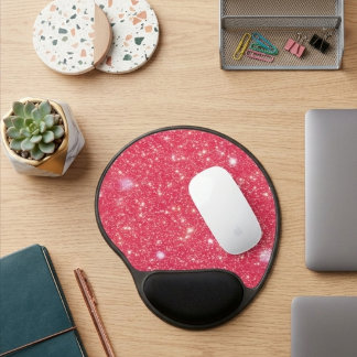 Girly Sparkly Faux Glitter Hot Pink Glitzy Glam Gel Mouse Pad