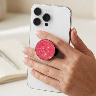 Girly Sparkly Faux Glitter Hot Pink Glitzy Glam PopSocket