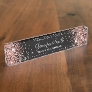 Girly Sparkly Rose Gold Glitter Black Desk Name Plate