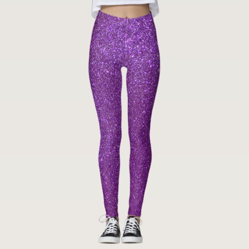 Girly Sparkly Royal Purple Glitter Leggings