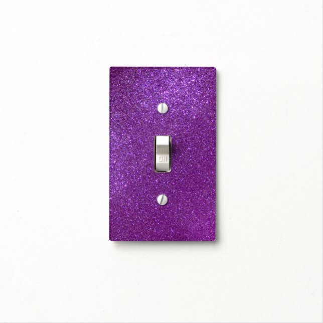 Girly Sparkly Royal Purple Glitter Light Switch Cover (In Situ)