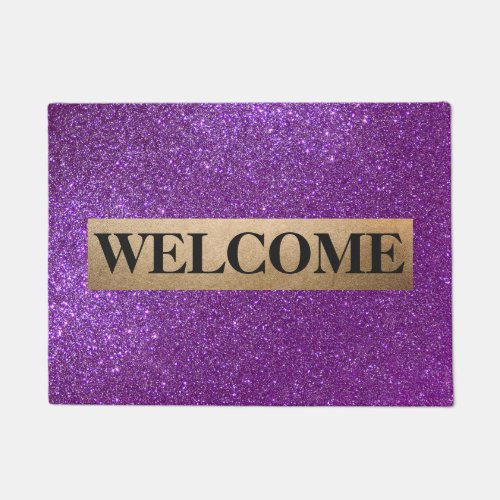 Girly Sparkly Royal Purple Glitter Monogram Doormat