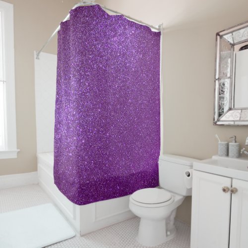 Girly Sparkly Royal Purple Glitter Shower Curtain