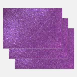 Girly Sparkly Royal Purple Glitter Wrapping Paper Sheets