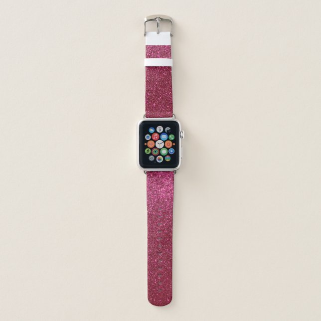 Girly Sparkly Wine Burgundy Red Glitter Apple Watch Band (Front)