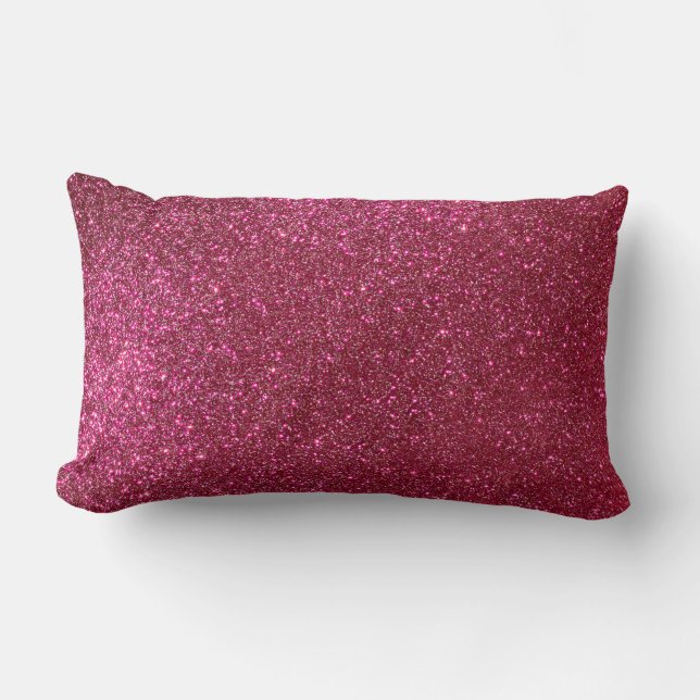 Girly Sparkly Wine Burgundy Red Glitter Lumbar Pillow (Front)