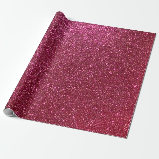 Girly Sparkly Wine Burgundy Red Glitter Wrapping Paper (Unrolled)