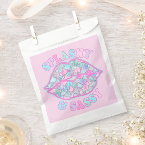 Girly Splashy  Sassy Pink Turquoise Mermaid Kiss Favor Bag