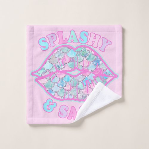 Girly Splashy  Sassy Pink Turquoise Mermaid Kiss Wash Cloth