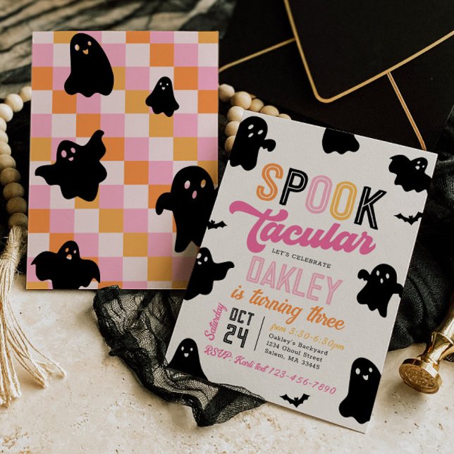 Girly Spooktacular Halloween Birthday Invitation (Creator Uploaded)