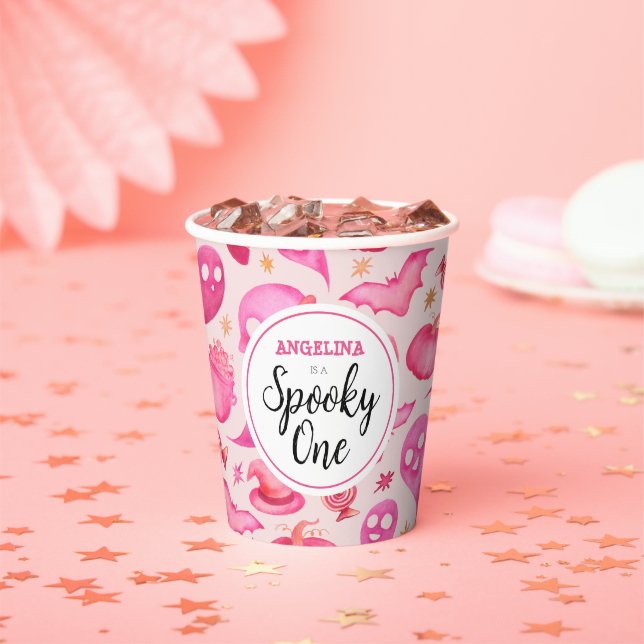 Girly Spooky One 1st Birthday Name Paper Cups (Insitu)