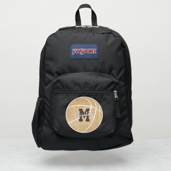 girly sports gold monogrammed basketball JanSport backpack