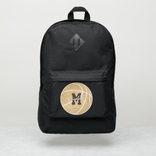 girly sports gold monogrammed basketball port authority backpack