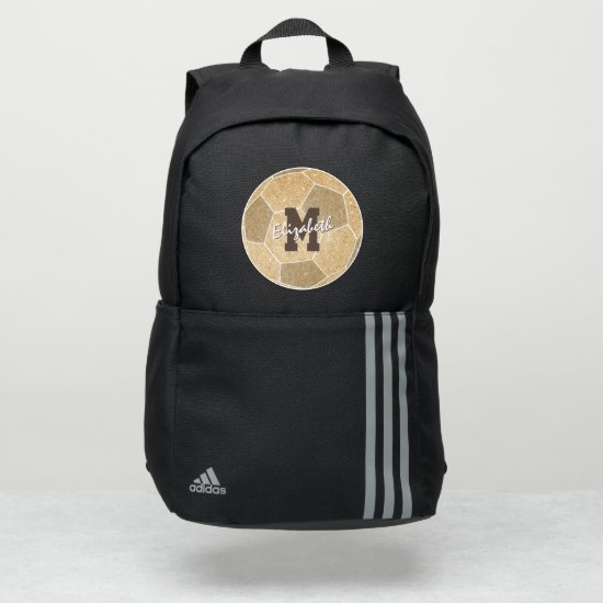 girly sports gold monogrammed soccer adidas backpack