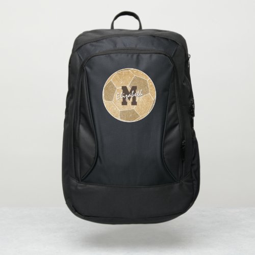 girly sports gold monogrammed soccer port authority backpack