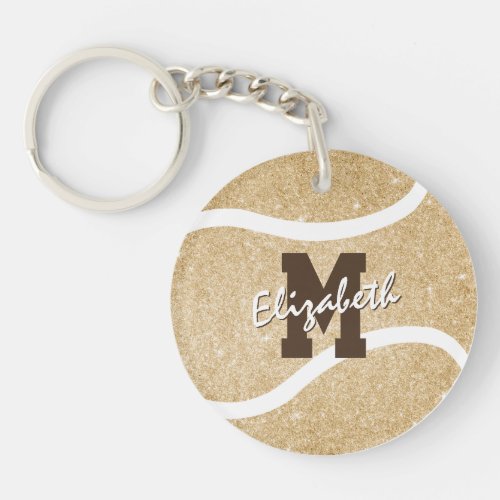 girly sports gold monogrammed tennis bag tag keychain