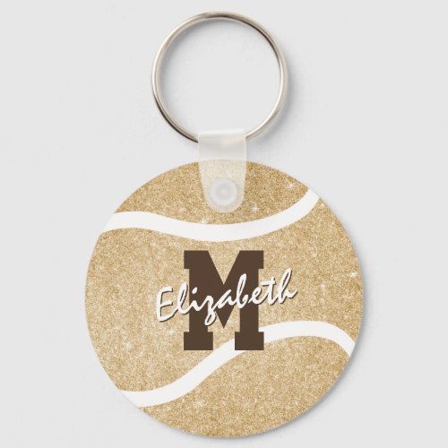 girly sports gold monogrammed tennis bag tag keychain