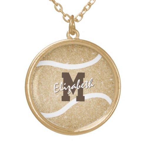 girly sports gold monogrammed tennis gold plated necklace