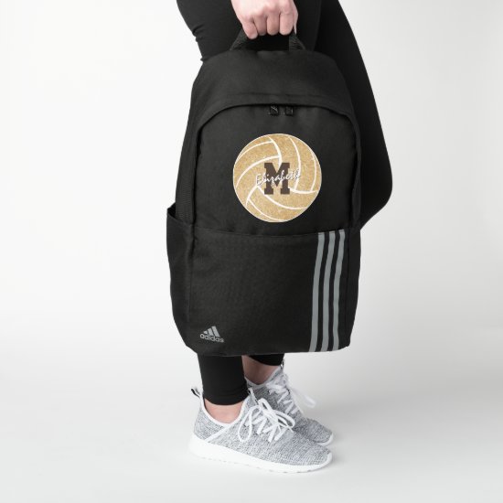 girly sports gold monogrammed volleyball adidas backpack