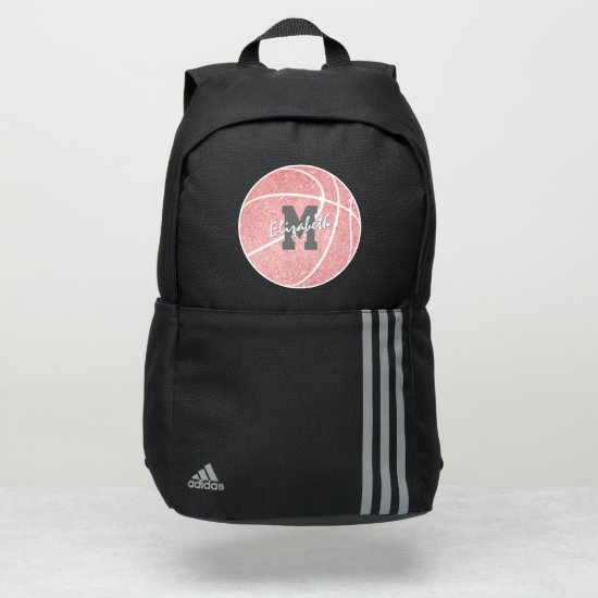 girly sports pink monogrammed basketball adidas backpack