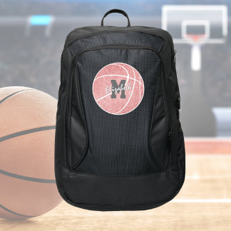 girly sports pink monogrammed basketball port authority® backpack