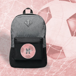 girly sports pink monogrammed soccer port authority® backpack