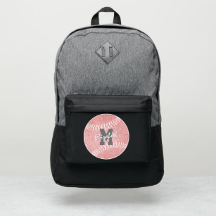 girly sports pink monogrammed softball port authority® backpack