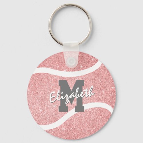girly sports pink monogrammed tennis bag tag keychain