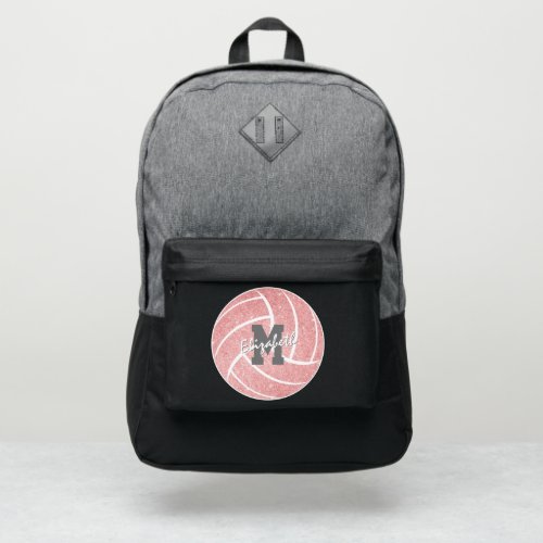 girly sports pink monogrammed volleyball port authority backpack
