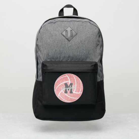 girly sports pink monogrammed volleyball port authority® backpack