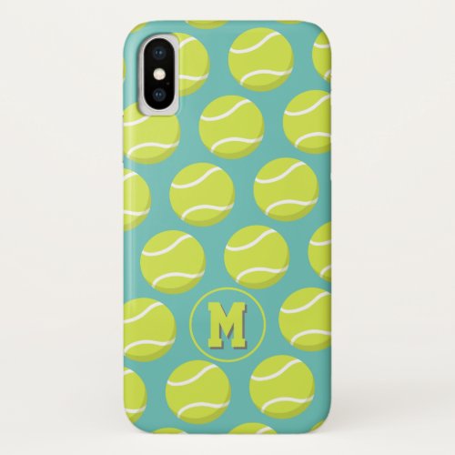 Girly sports tennis balls pattern monogrammed iPhone XS case