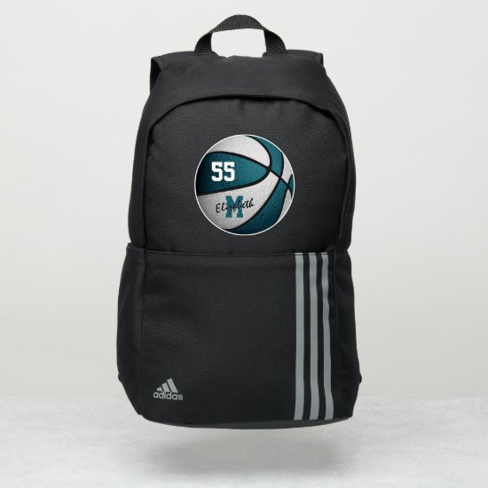girly sporty teal white basketball personalized adidas backpack