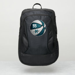 girly sporty teal white basketball personalized port authority&#174; backpack