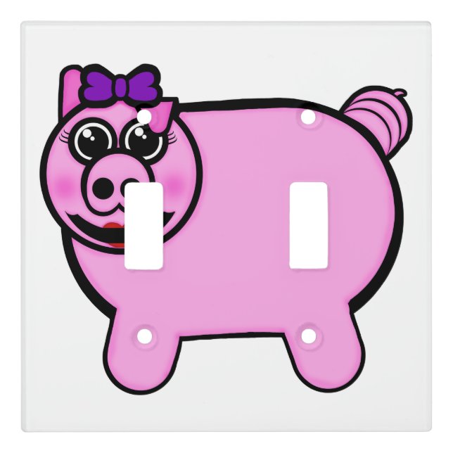 Girly Stuffed Pig Light Switch Cover (Front)