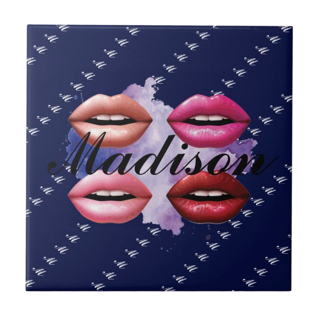 Girly Style Lips Beauty Custom Personalized Ceramic Tile (Front)