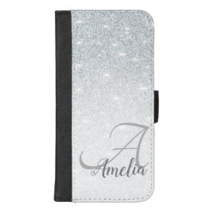 Girly Stylish Crystal Silver Glitter Sparkles chic iPhone 8/7 Plus Wallet Case