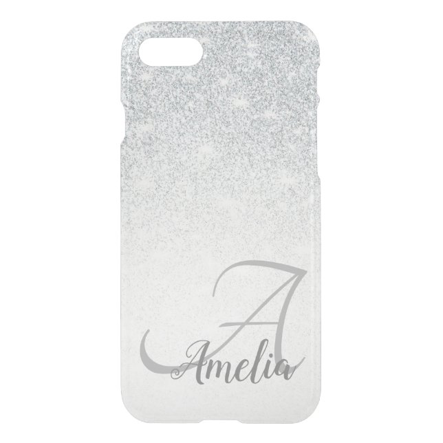 Girly Stylish Crystal Silver Glitter Sparkles chic Uncommon iPhone Case (Back)