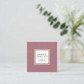 Girly Stylish Fashion ROSE GOLD + white square Square Business Card (Standing Front)