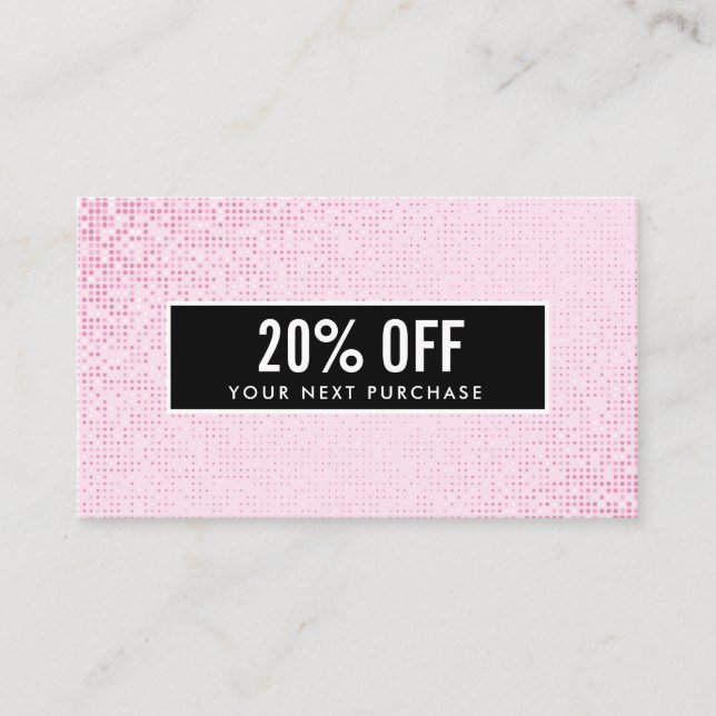 Girly Stylish Faux Pink Sequin Black Coupon Card (Front)