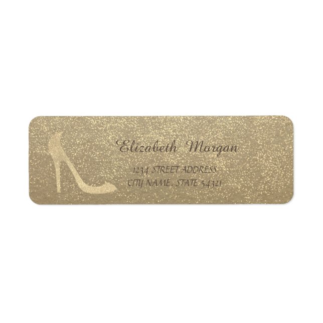 Girly Stylish Kraft,Confett,Glitter Heel  Address Label (Front)