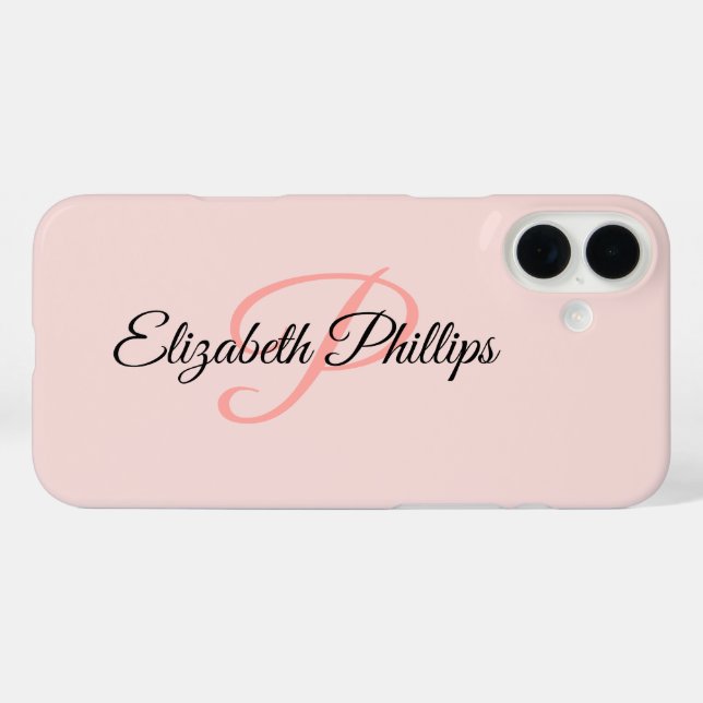 Girly Stylish Misty Rose  Monogram Letter Case-Mate iPhone Case (Back (Horizontal))