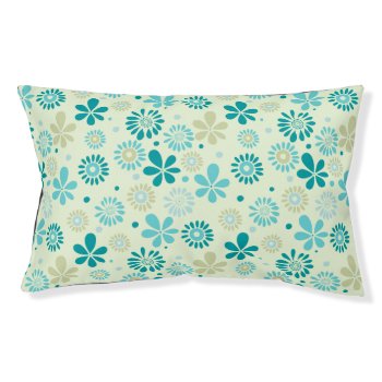 Girly Stylish Teal Blue Daisy Floral Pattern Pet Bed by ZeraDesign at Zazzle