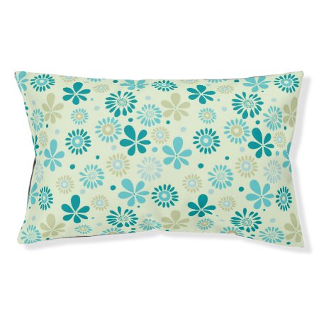 Girly Stylish Teal Blue Daisy Floral Pattern Pet Bed