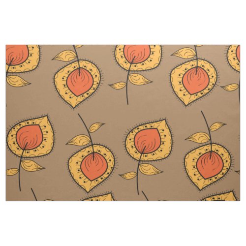 Girly Stylized Fall Leaves Pattern Fabric