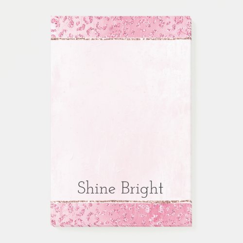 Girly Sugar Pink White Glitter Leopard  Post_it Notes