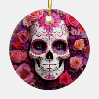 Girly Sugar Skull Ornament